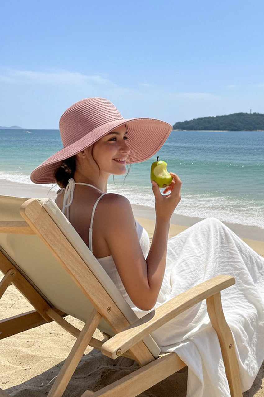 Powder Wide-Brim Straw Hat 14232