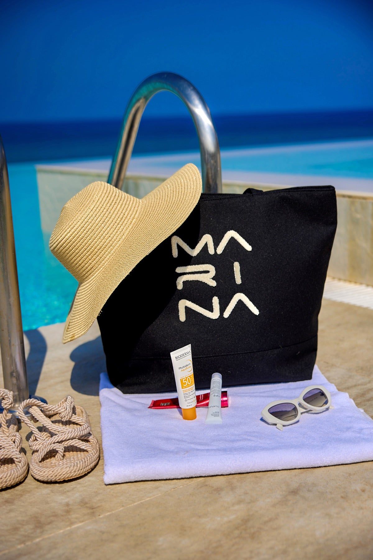 Large Black Beach Bag with Zipper CA2501-1