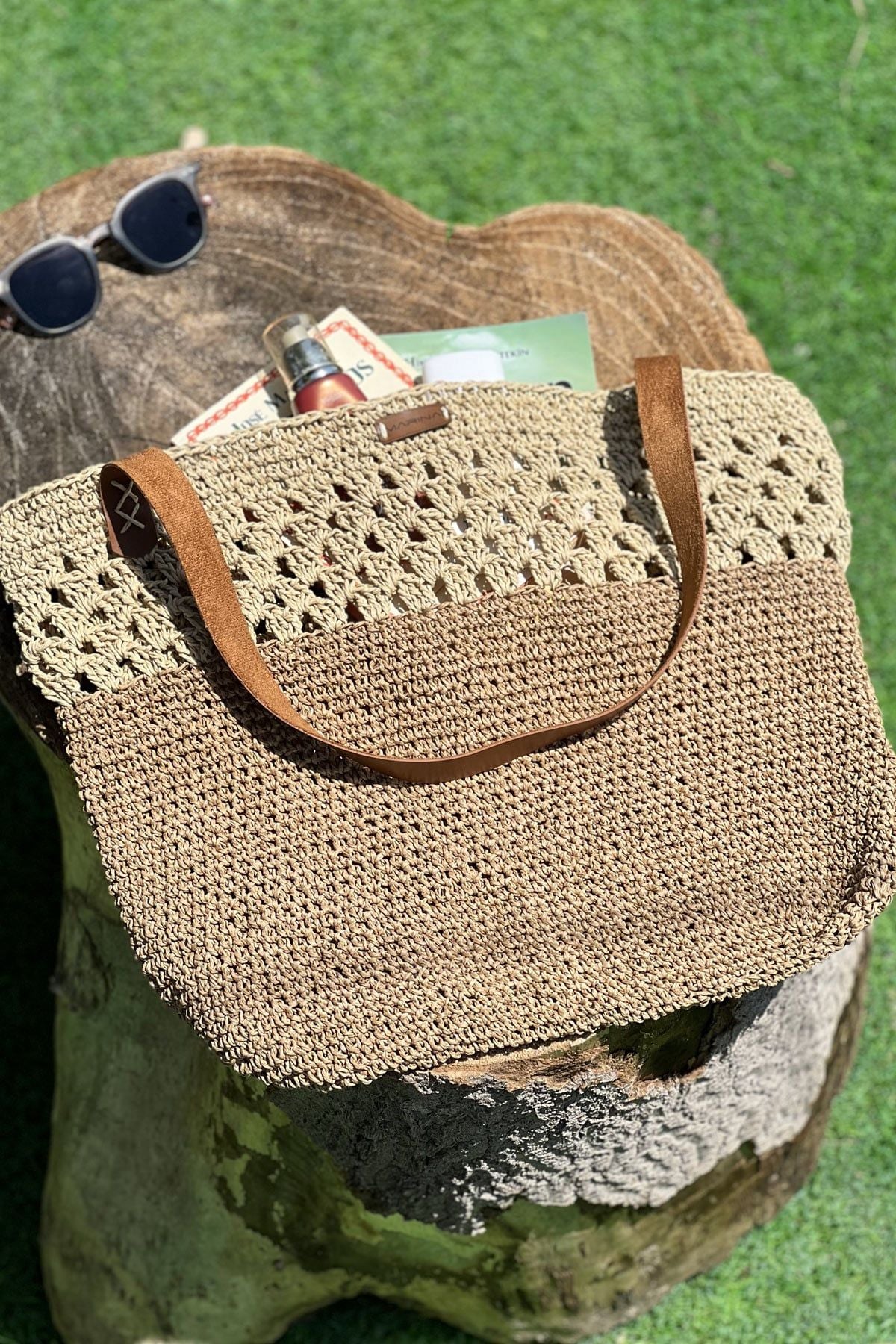 El Örgusü Camel Bej Hasır şanta C2423 صورة ثانوية