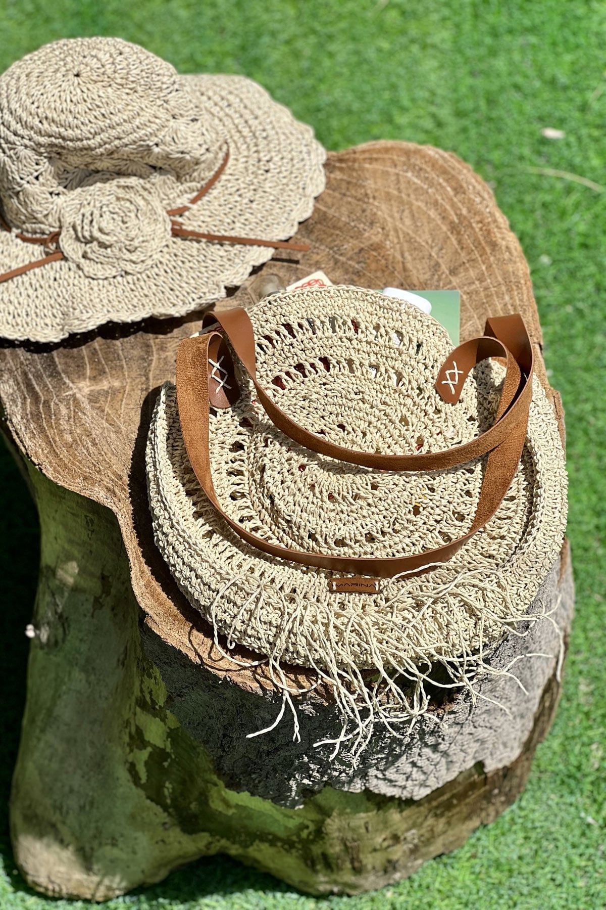 El Örgusü Bej Hasır şanta C2425 صورة ثانوية