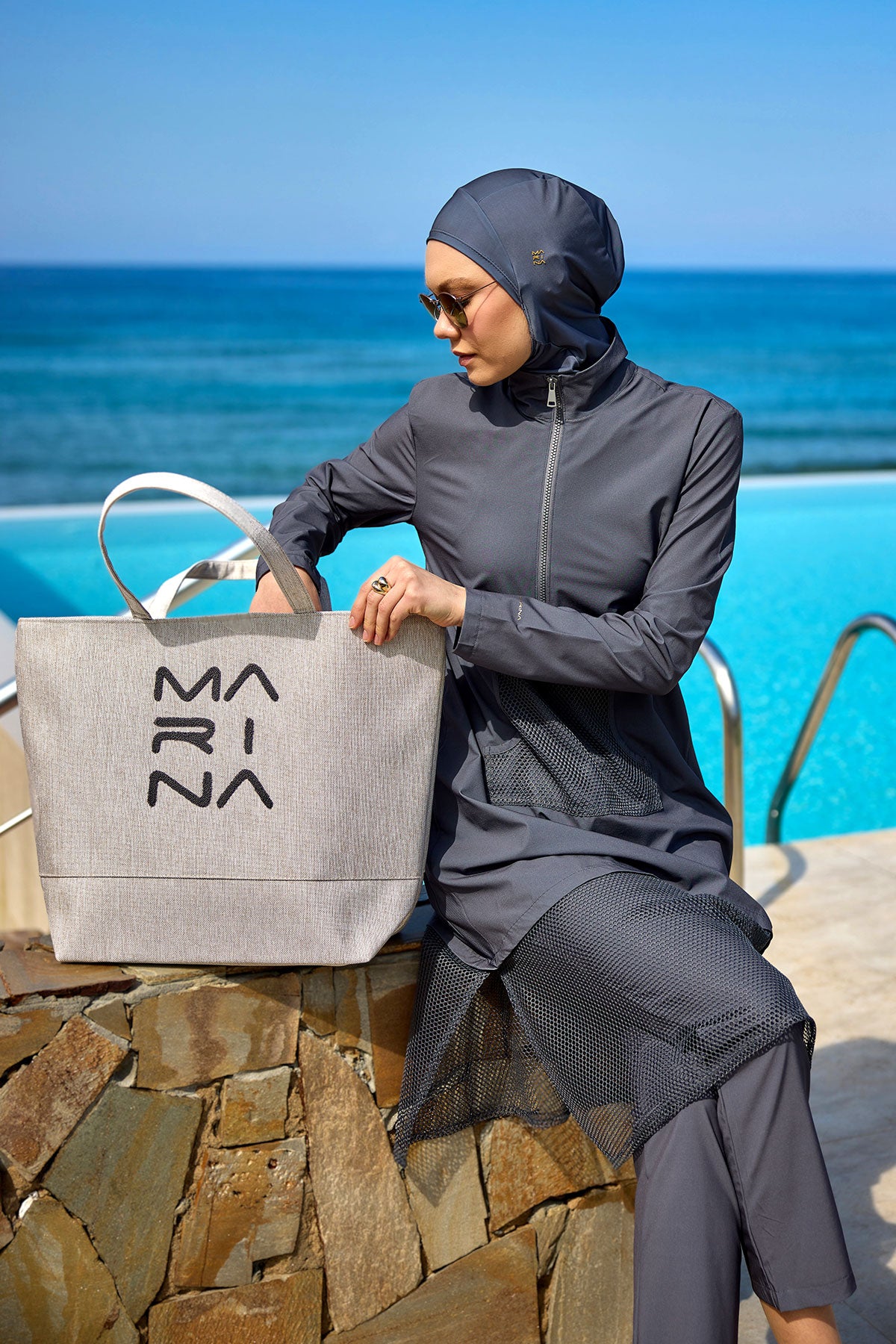 Cream Beach Bag with Zipper CA2501-3