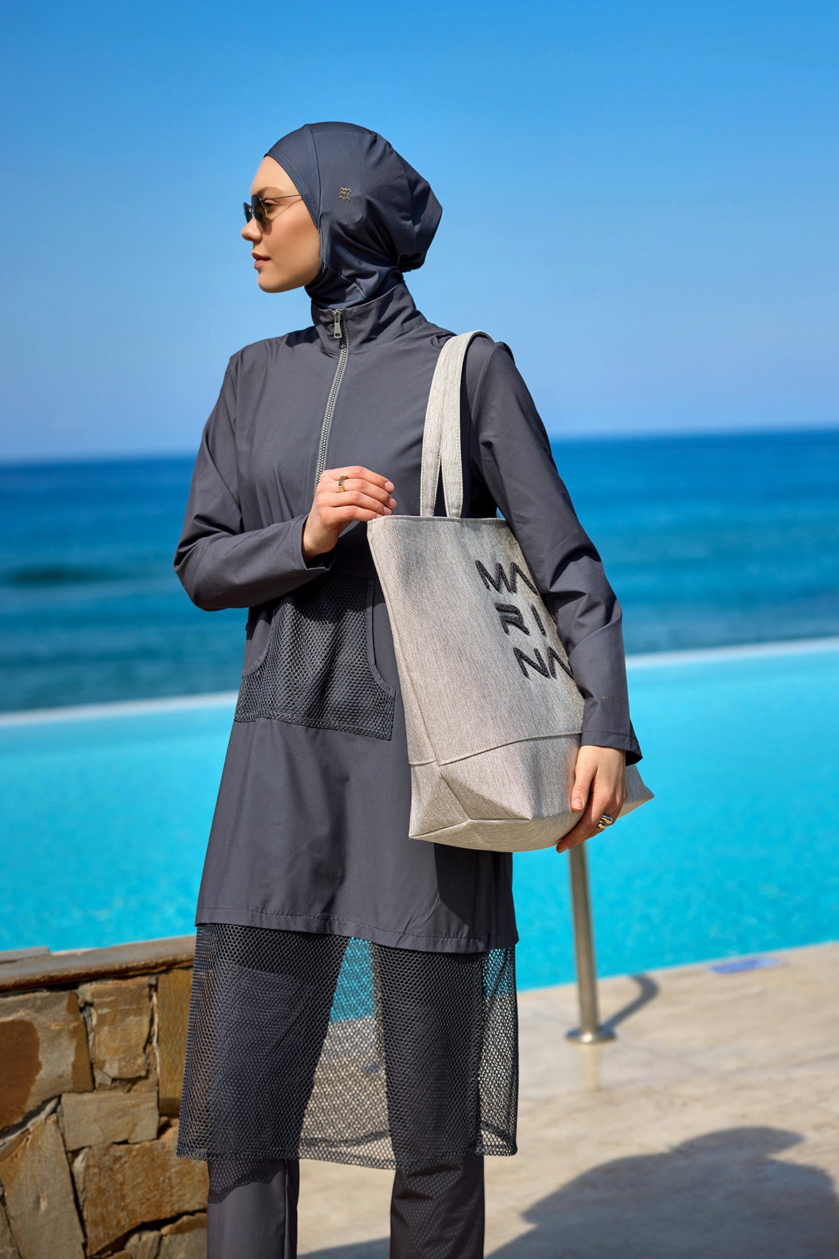 Cream Beach Bag with Zipper CA2501-3