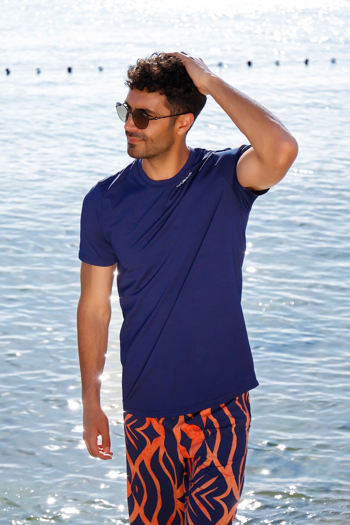 Lycra Navy Men's Swim Shirts T2343 Main image