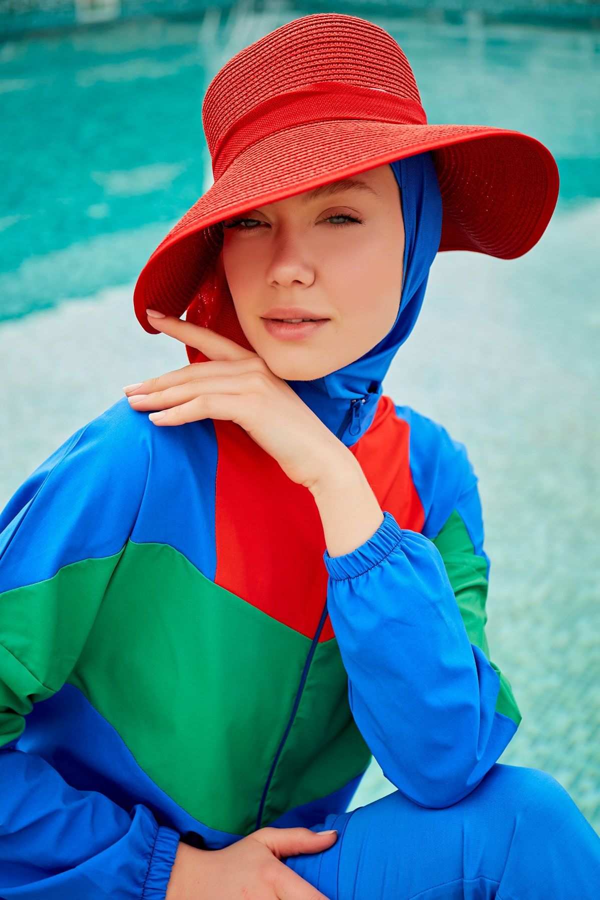 Woven Sax Burkini Modest Swimwear M2306