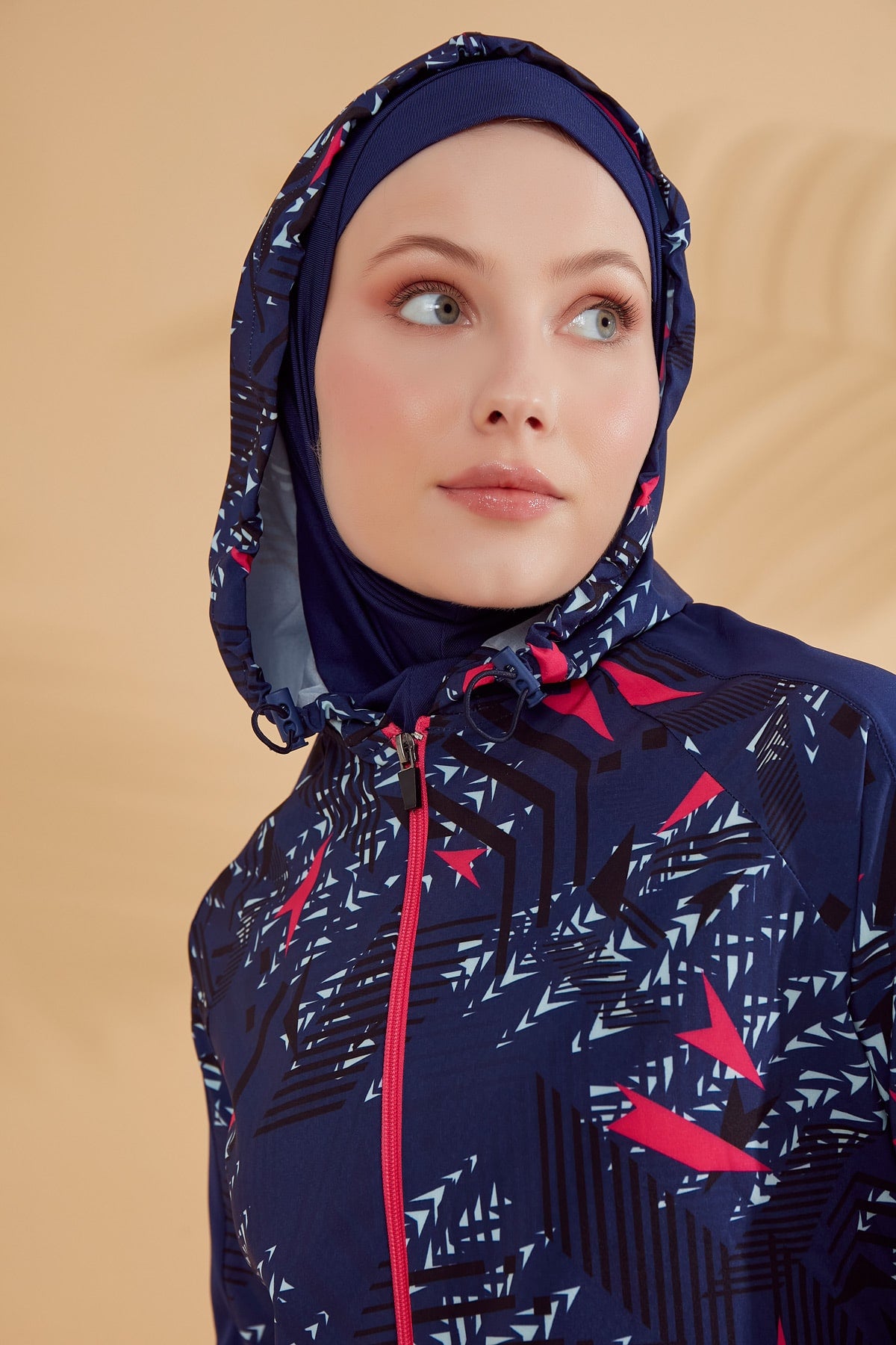 Navy Blue Parachute Full-Coverage Modest Swimwear Burkini - M2328