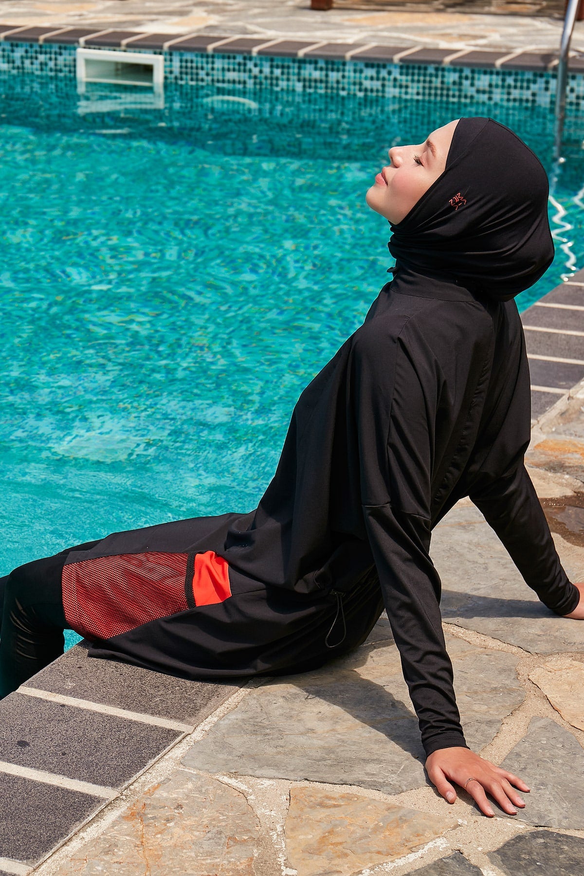 Black Parachute Full-Coverage Modest Swimwear Burkini - M2323 Secondary image