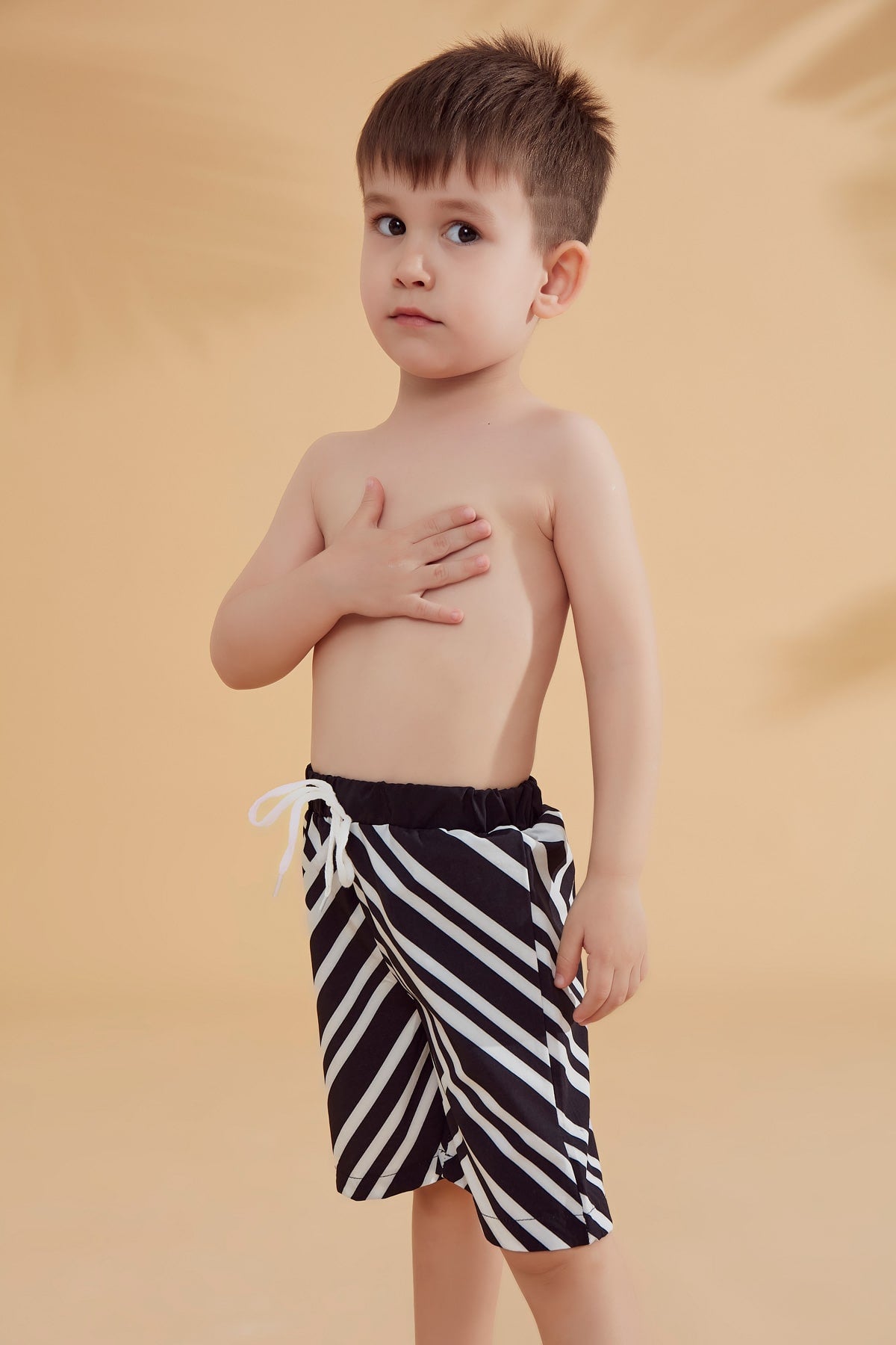 Black Striped Boys Swim Shorts - B2361