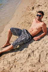 Black Patterned Men's Shorts S2362