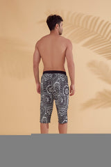 Black Patterned Men's Shorts S2362