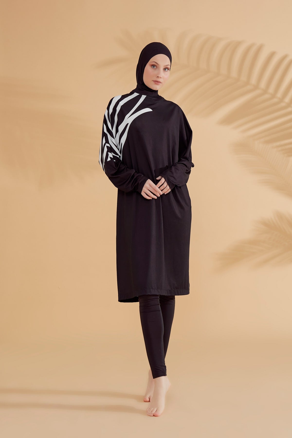 4-Piece Black Full-Cover Modest Swimsuit - M2308