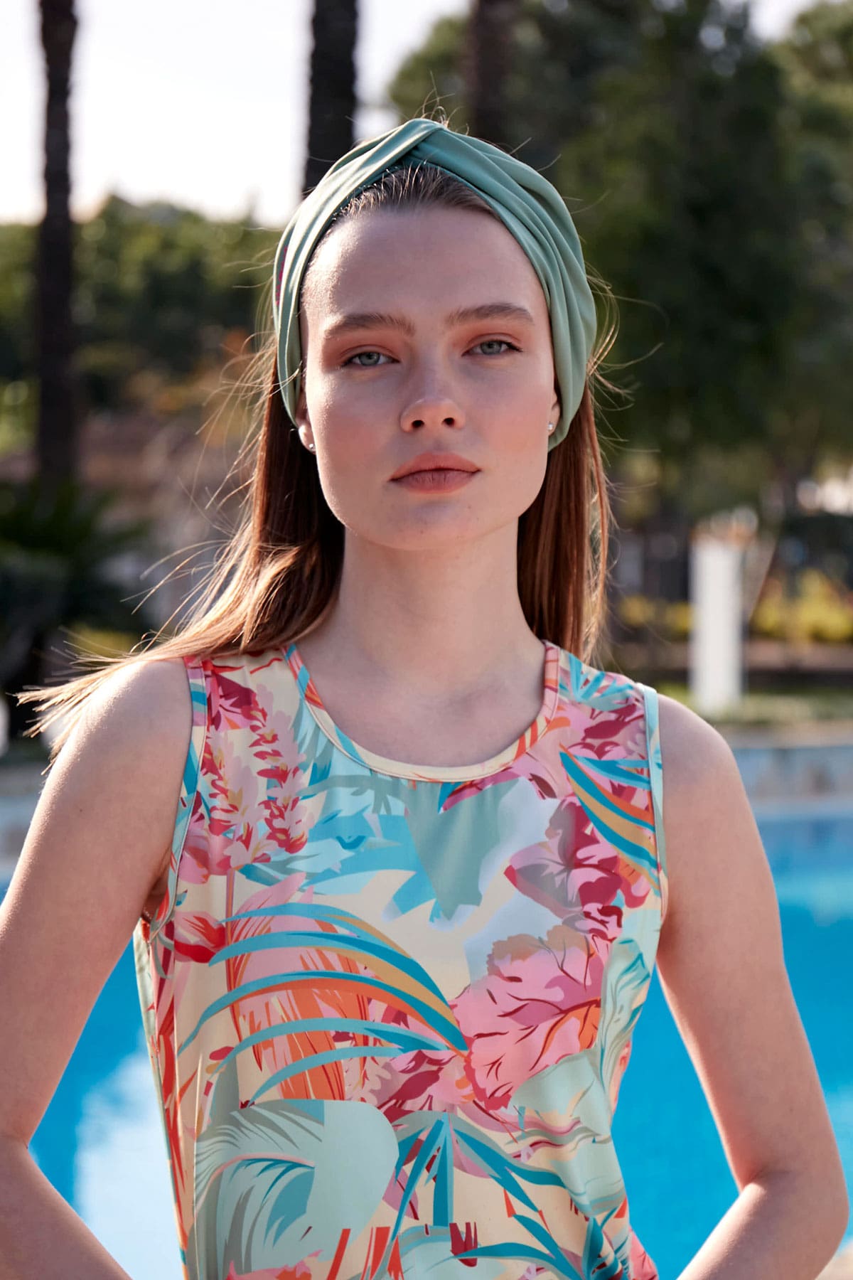 Green Swimming Bandana Cap BN2405