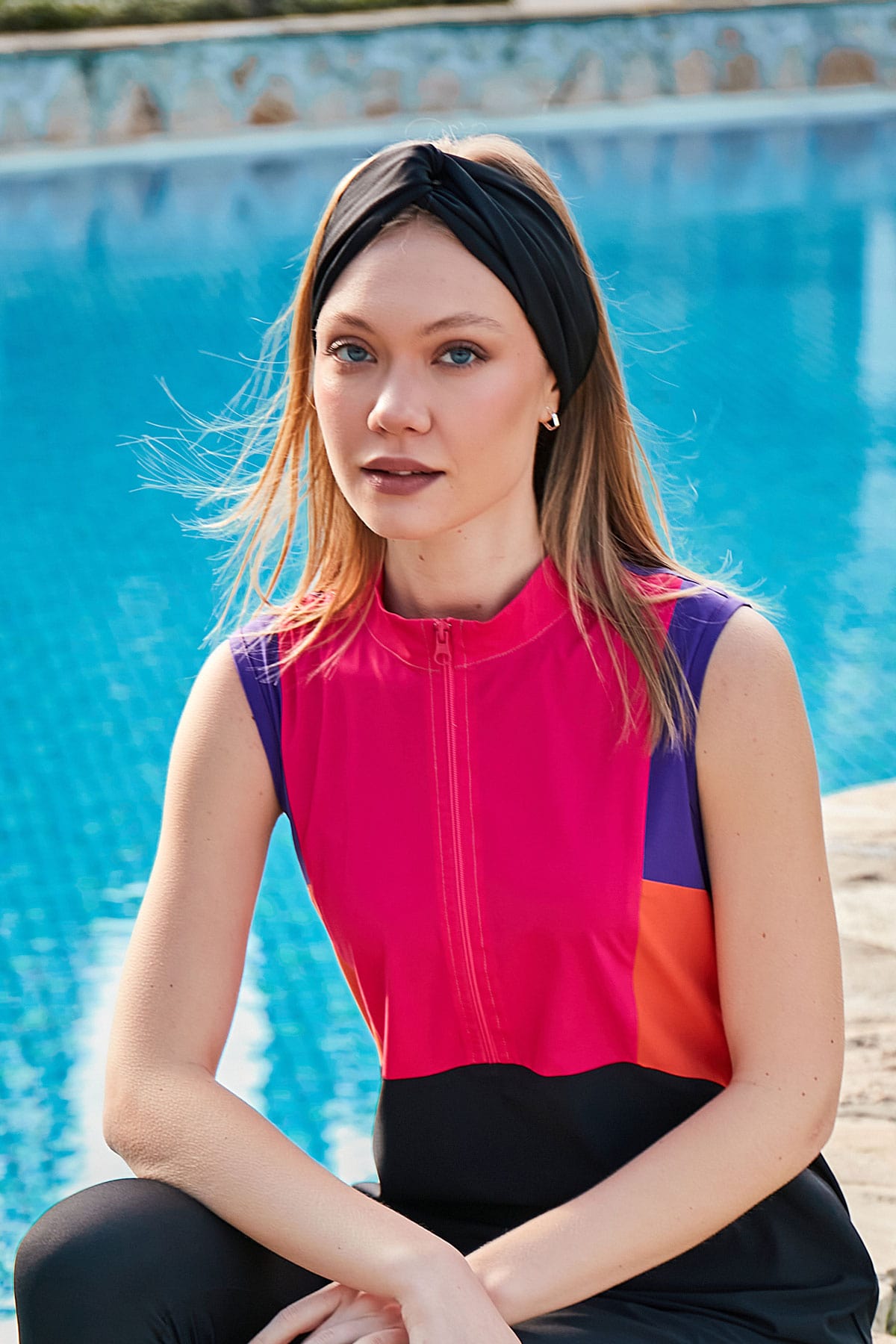 Black Swimming Bandana Cap BN2404 Secondary image