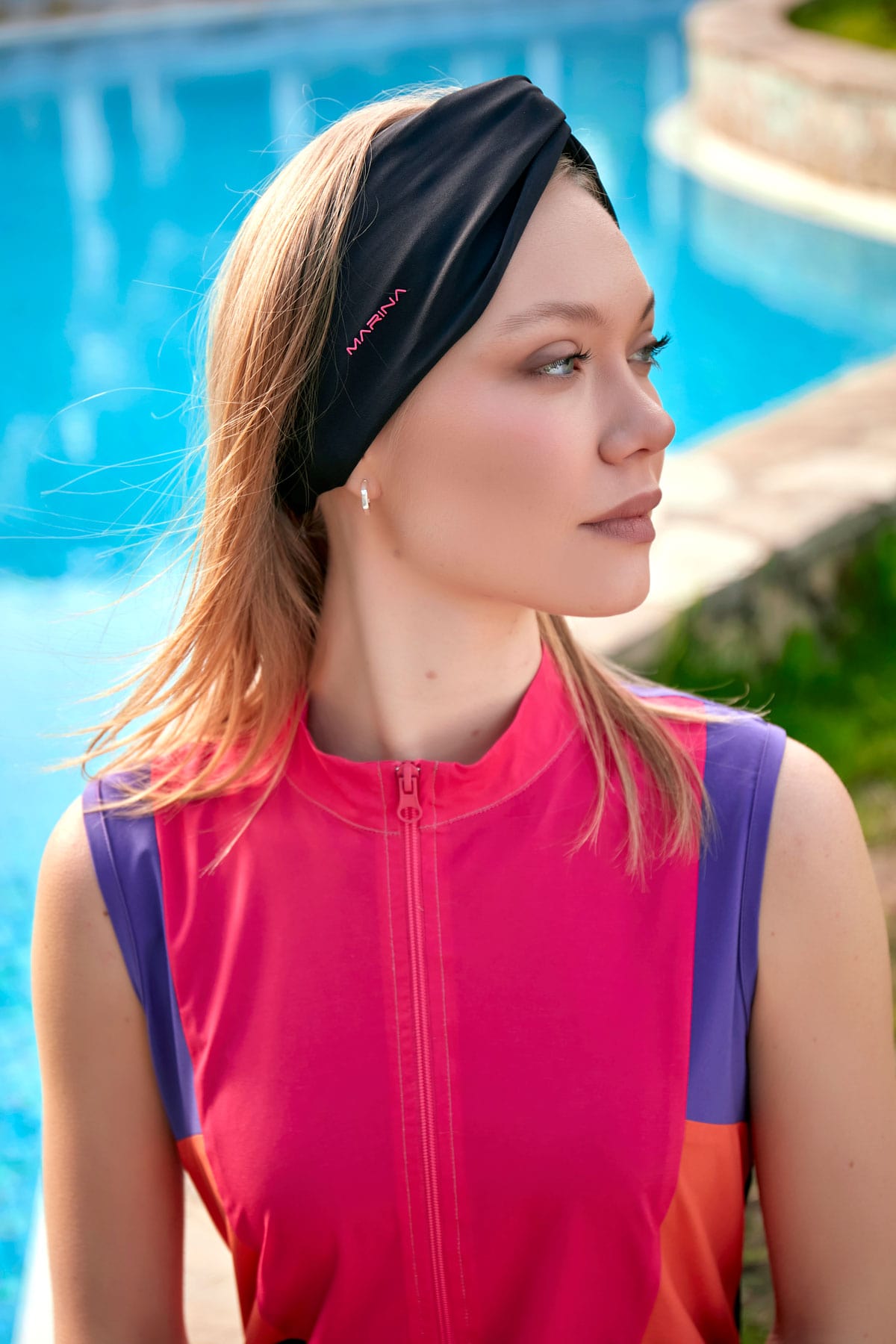 Black Swimming Bandana Cap BN2404 Main image