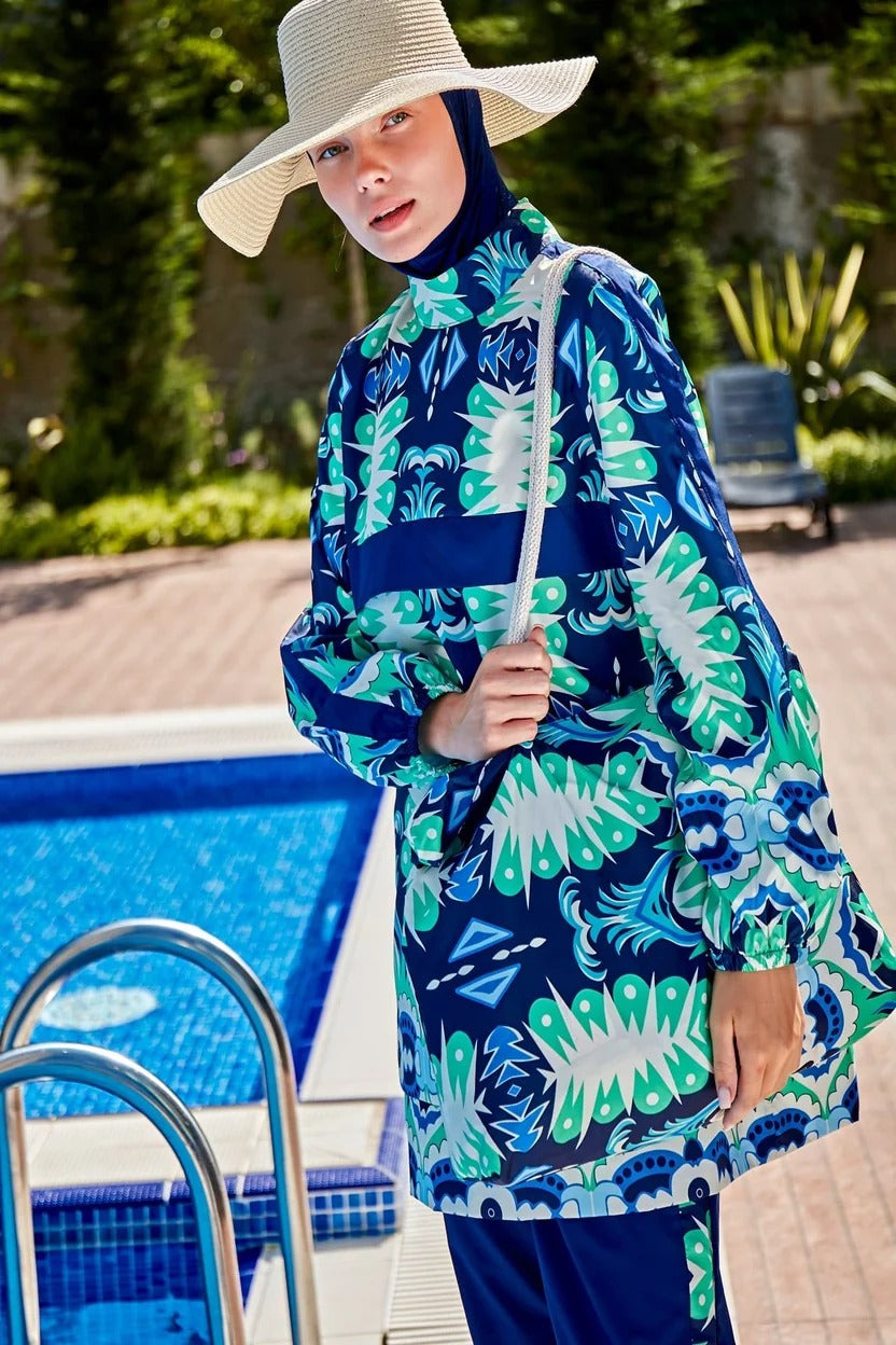 Marina Blue-Green Beach Bag - C2341