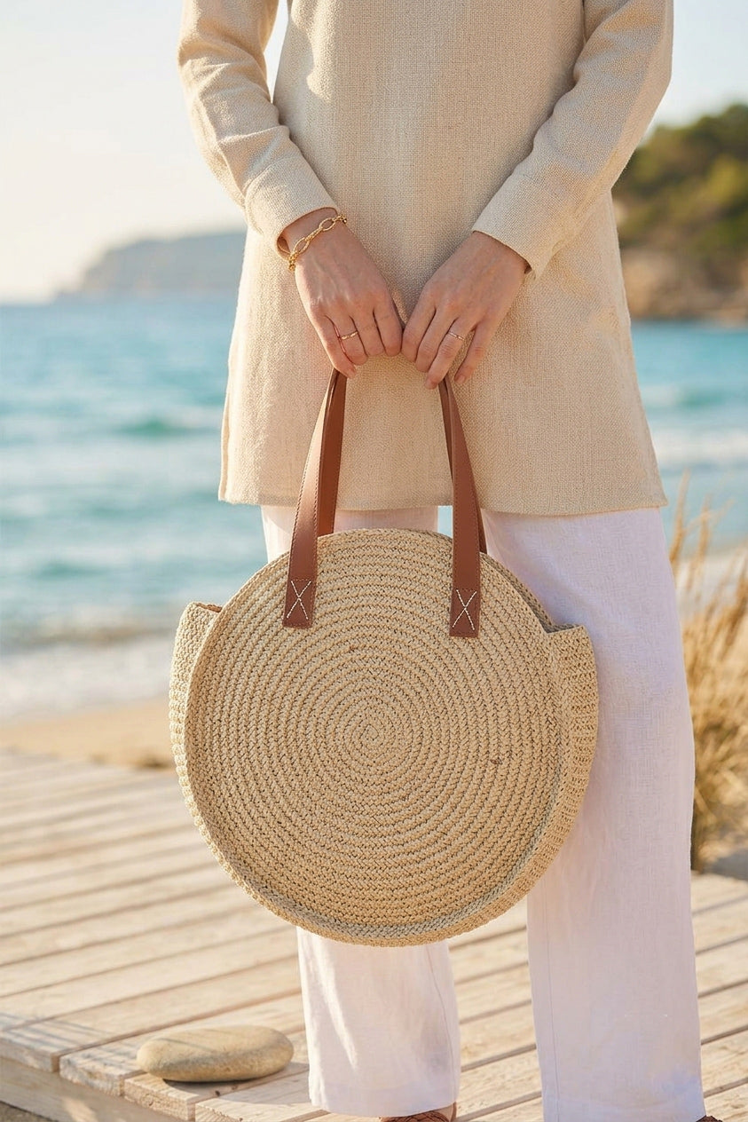 Beige Straw Bag - CNT2602-1 صورة ثانوية