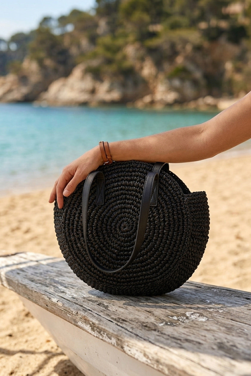 Black Straw Bag - CNT2602-3 صورة ثانوية
