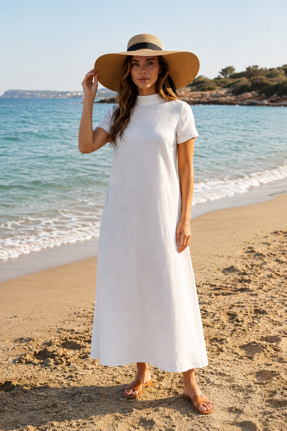 Cream Straw Hat with Ribbon HSR2614-1 الصورة الرئيسية