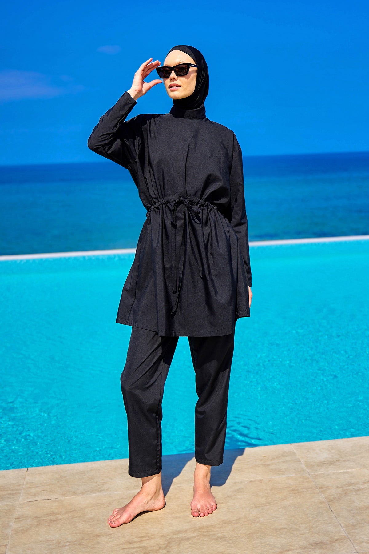 Andalus Full Coverage Burkini Set with Front Ruching A2502-1