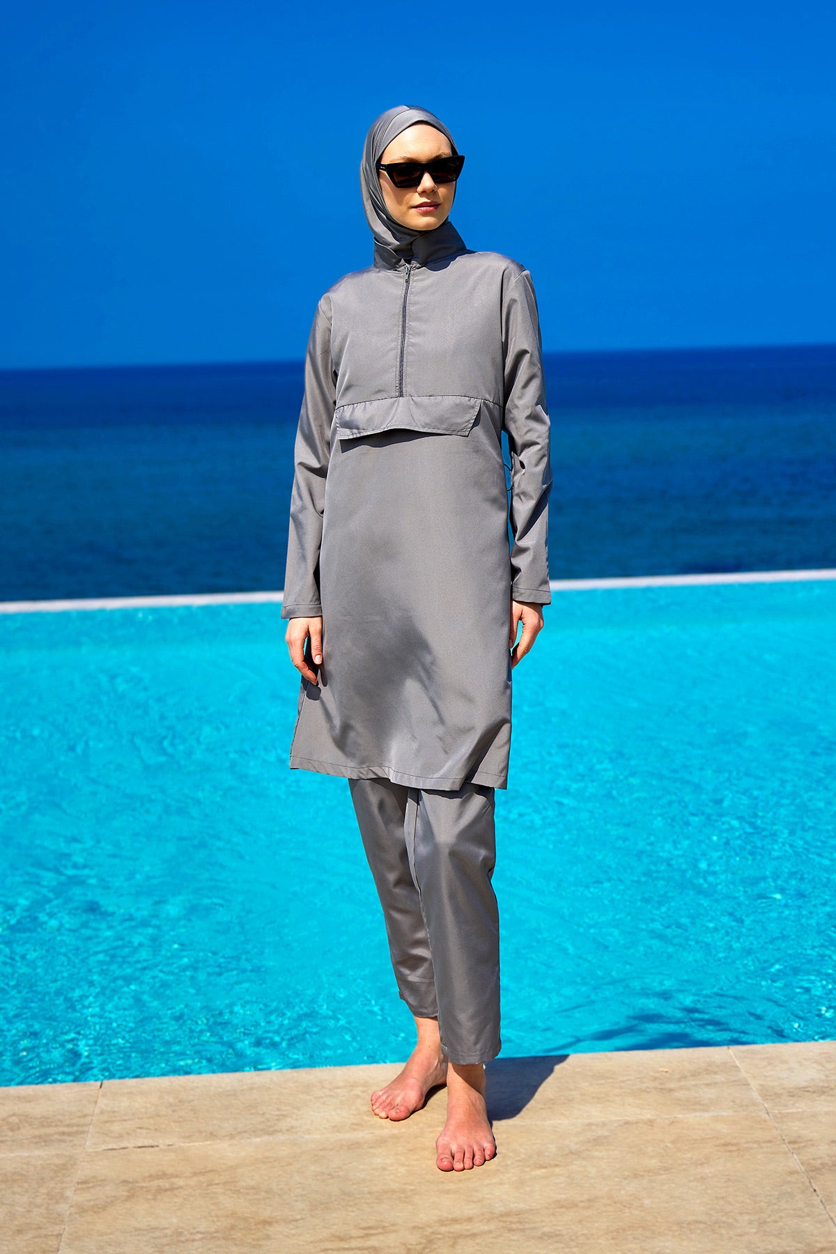 Andalus Charcoal Full Coverage Burkini Set for Women A2503-4