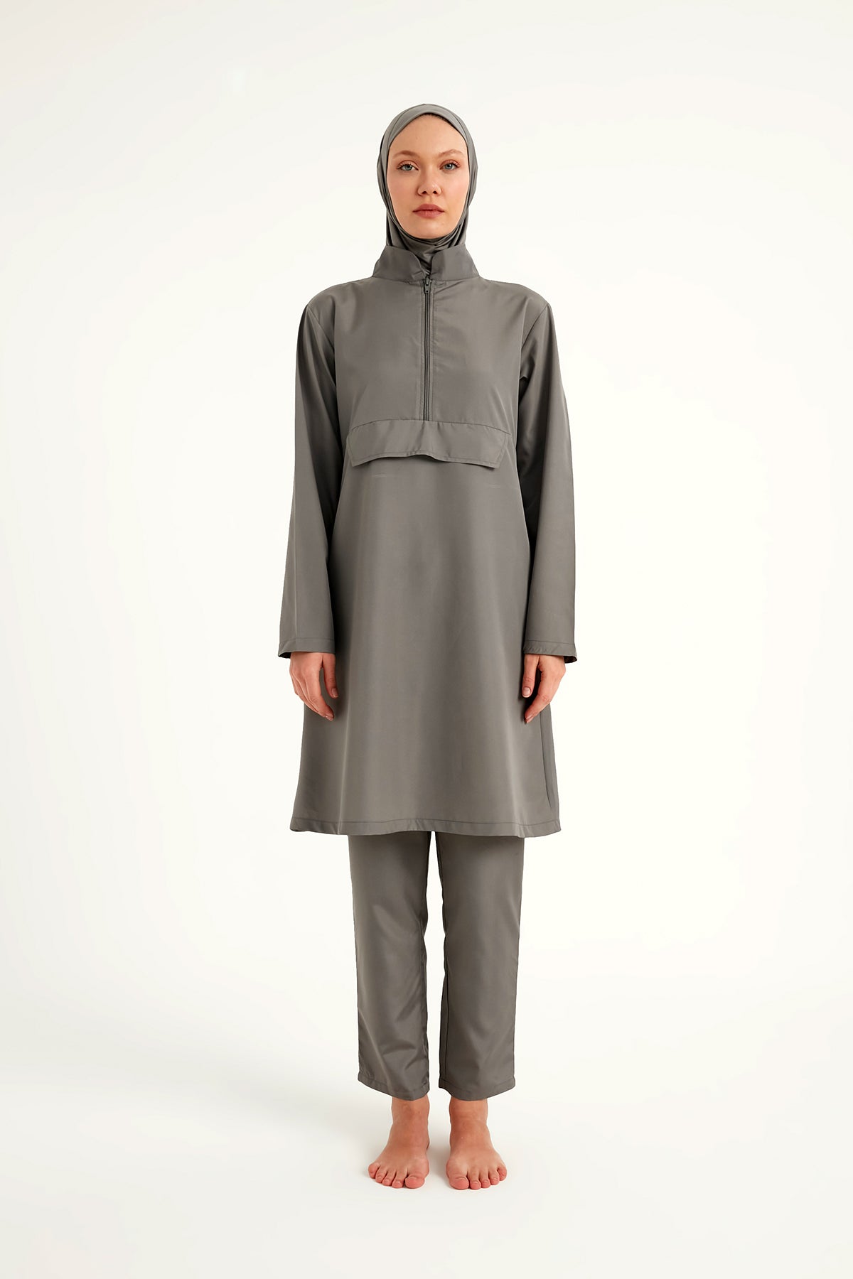 Andalus Gray Full Coverage Burkini Set for Women A2503-4