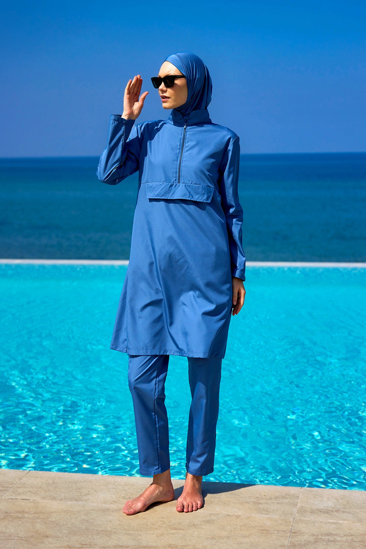 Andalus Indigo Full Coverage Burkini Set for Women A2503-6
