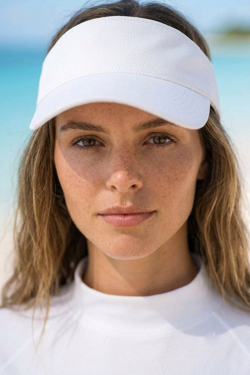 White Straw Visor Hat HSR2603-1 صورة ثانوية