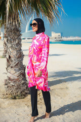 ملابس سباحة محتشمة بوركيني فوشيا من الليكرا M2322