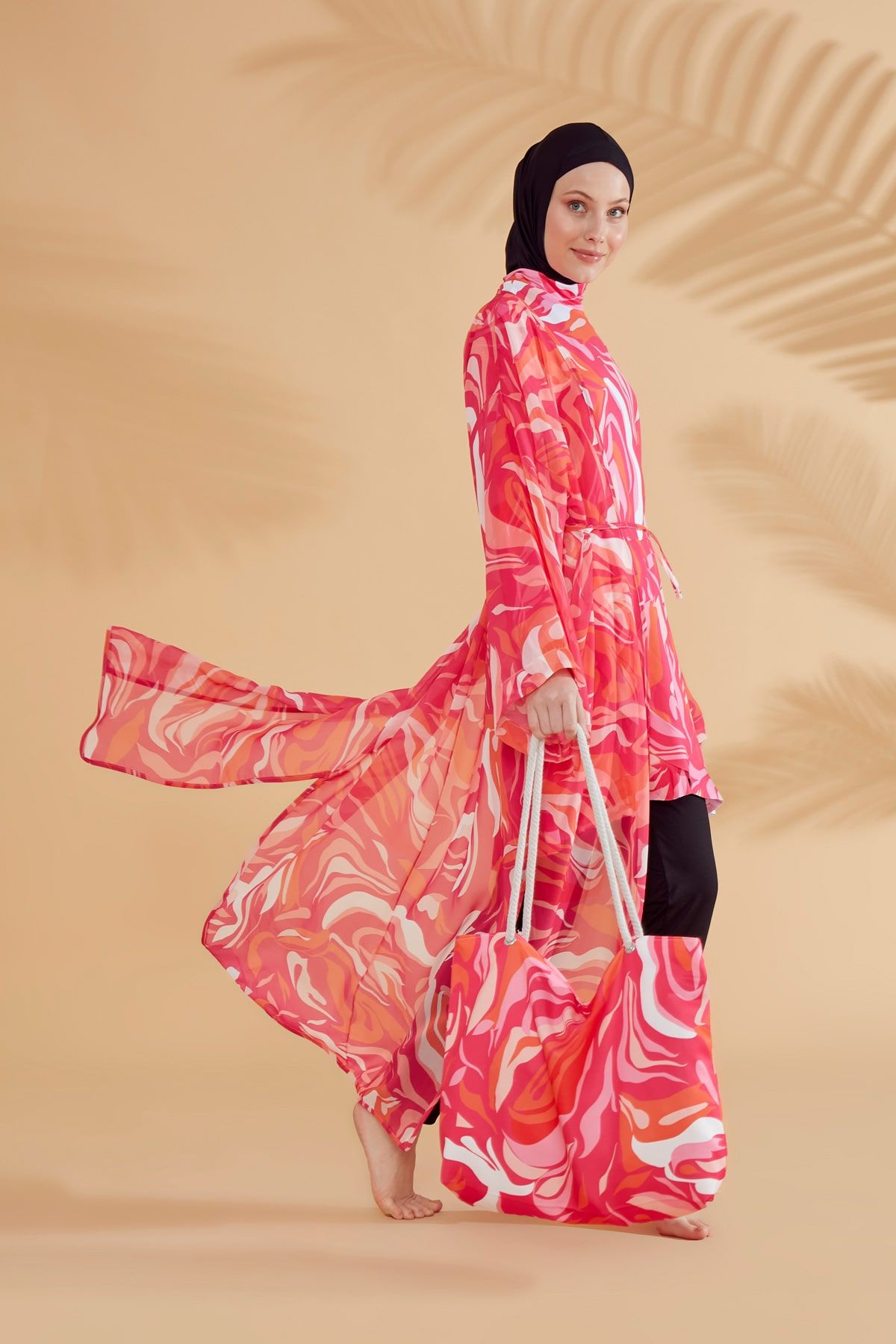 ملابس سباحة محتشمة بوركيني فوشيا من الليكرا M2322