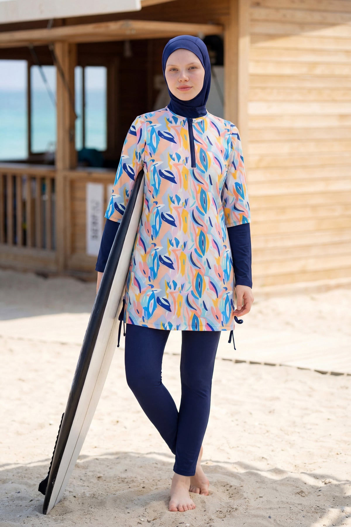 Marina Long Sleeve Girls Swim Set – Abstract Navy G2503