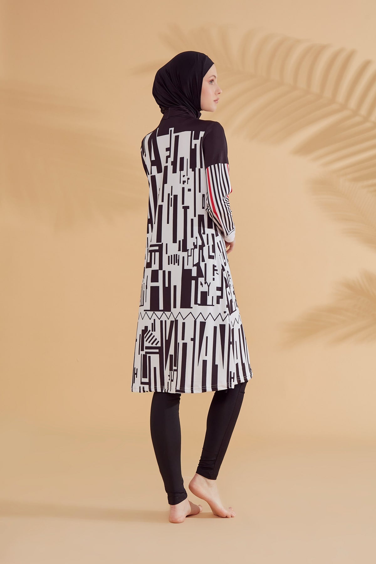Geometric Patterned Full-Coverage Modest Swimwear Burkini - M2302