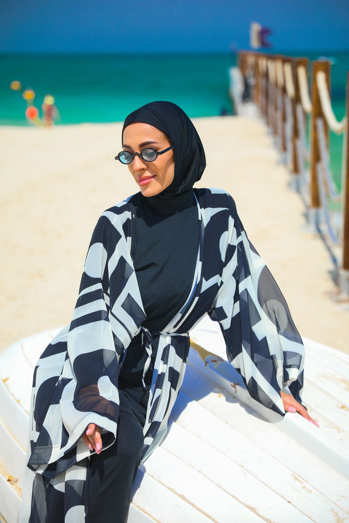 Black Pareo Kimono P2337