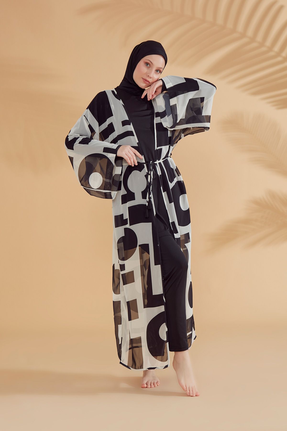 Black Pareo Kimono P2337