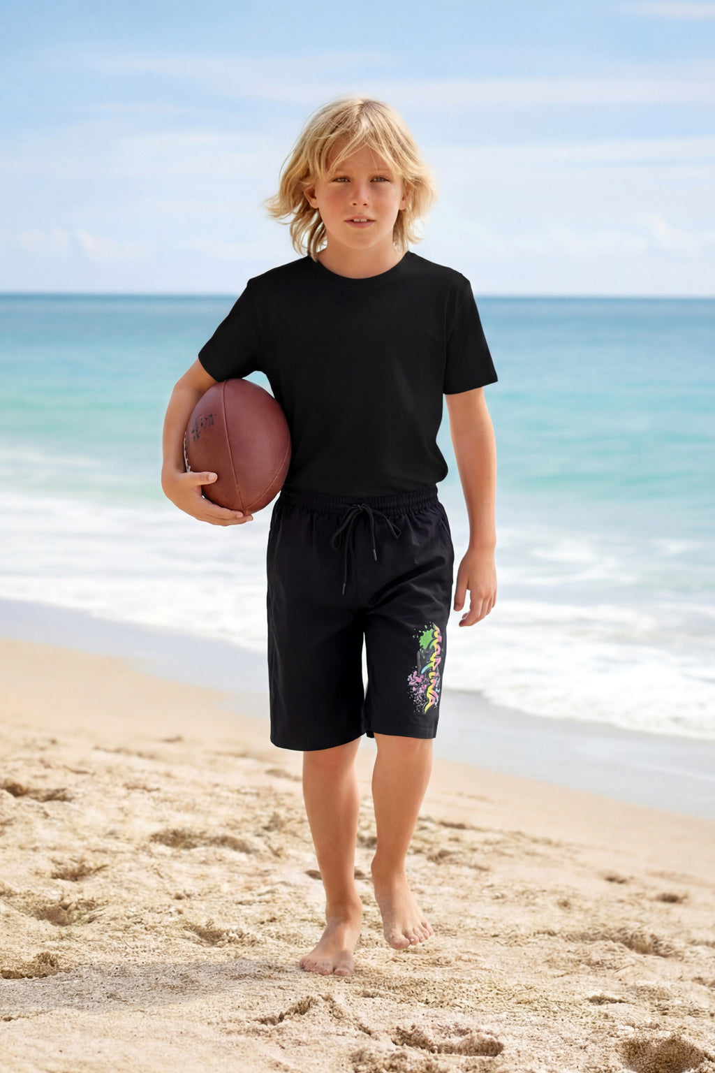 Boys' Swim Shorts – Water Repellent, Breathable, Fast Drying – Black - GS2502