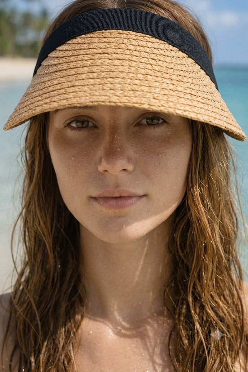 Cream Straw Visor Hat HSR2601-2