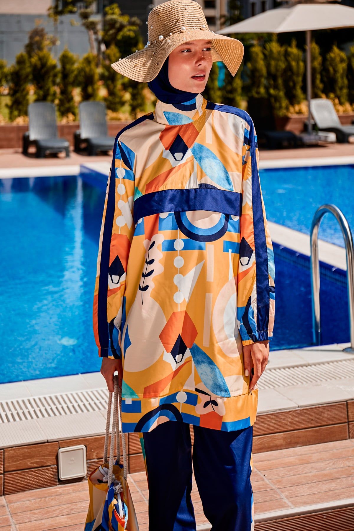 Woven Navy Burkini Modest Swimwear R2314