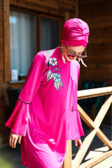 Fully Covered Fuchsia Lycra Burkini Modest Swimwear Set – 4 Piece Model M2008