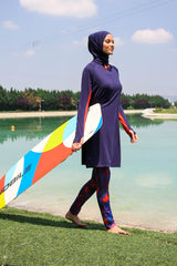 Navy Full Coverage Modest Swimwear Set – 3 Piece Performance Burkini M2231