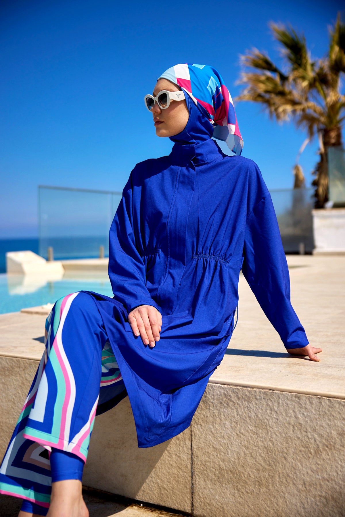 Marina Blue Full Coverage Modest Swimwear Burkini  - M2503-2 Main image