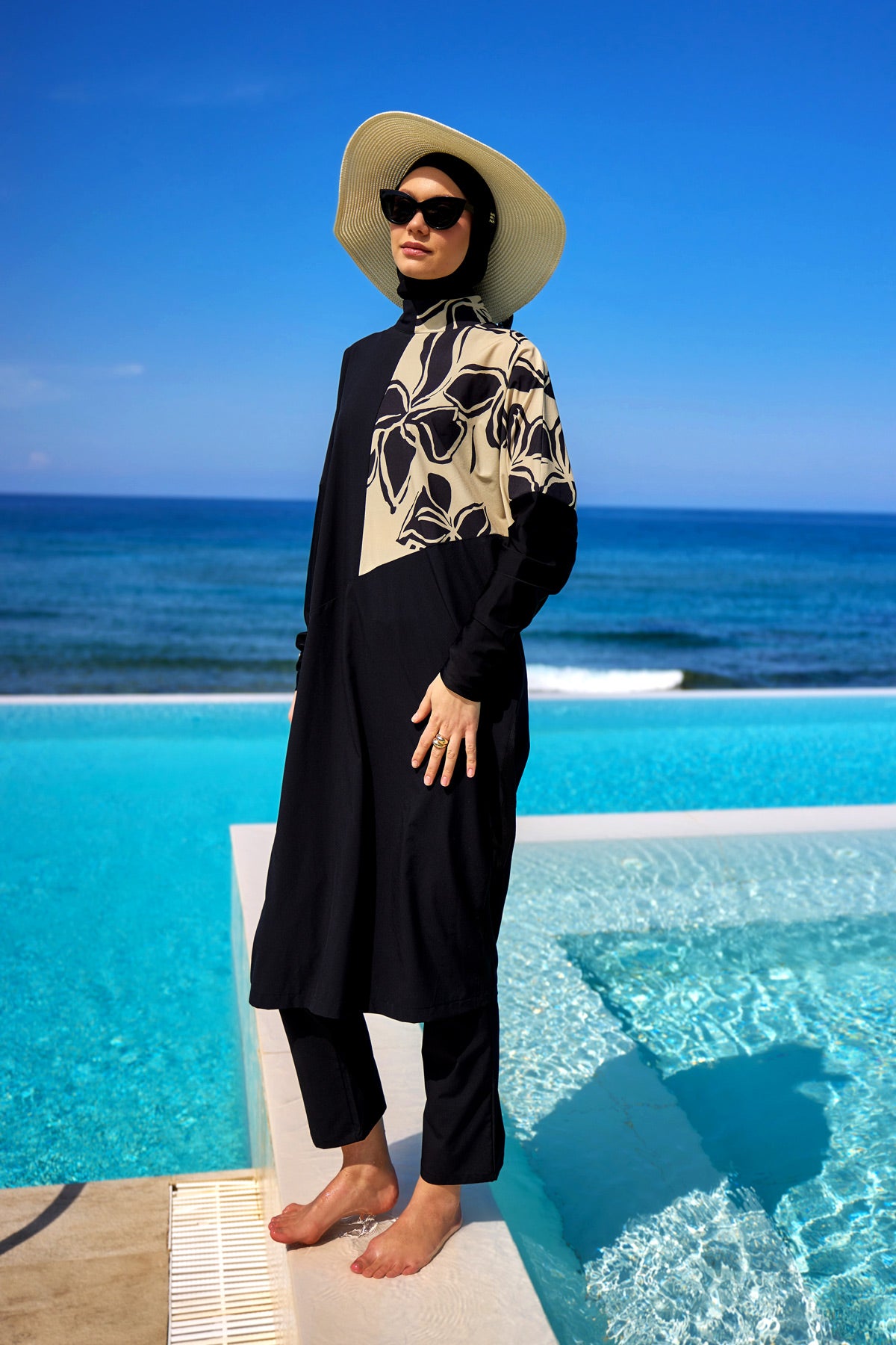 Marina Black Full-Coverage Modest Swimwear Burkini - M2518 Main image