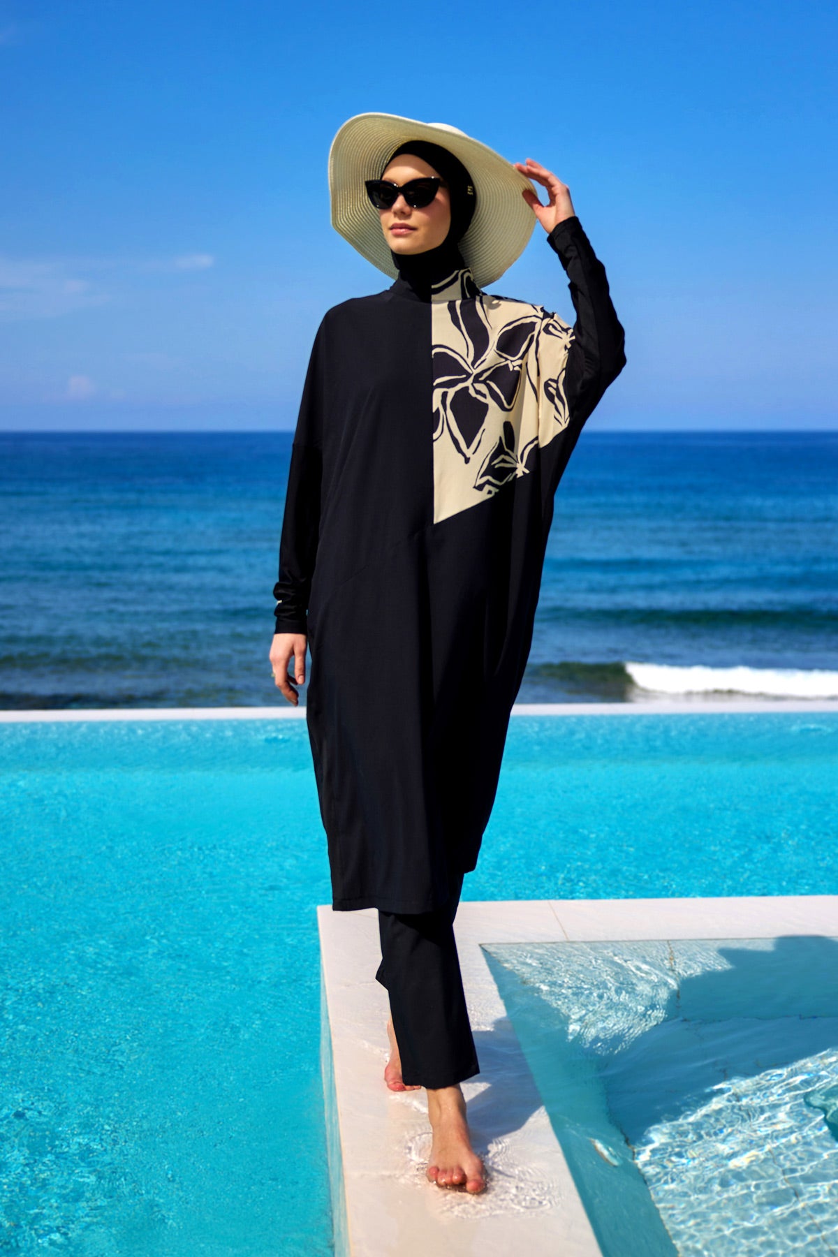 Marina Black Full-Coverage Modest Swimwear Burkini - M2518
