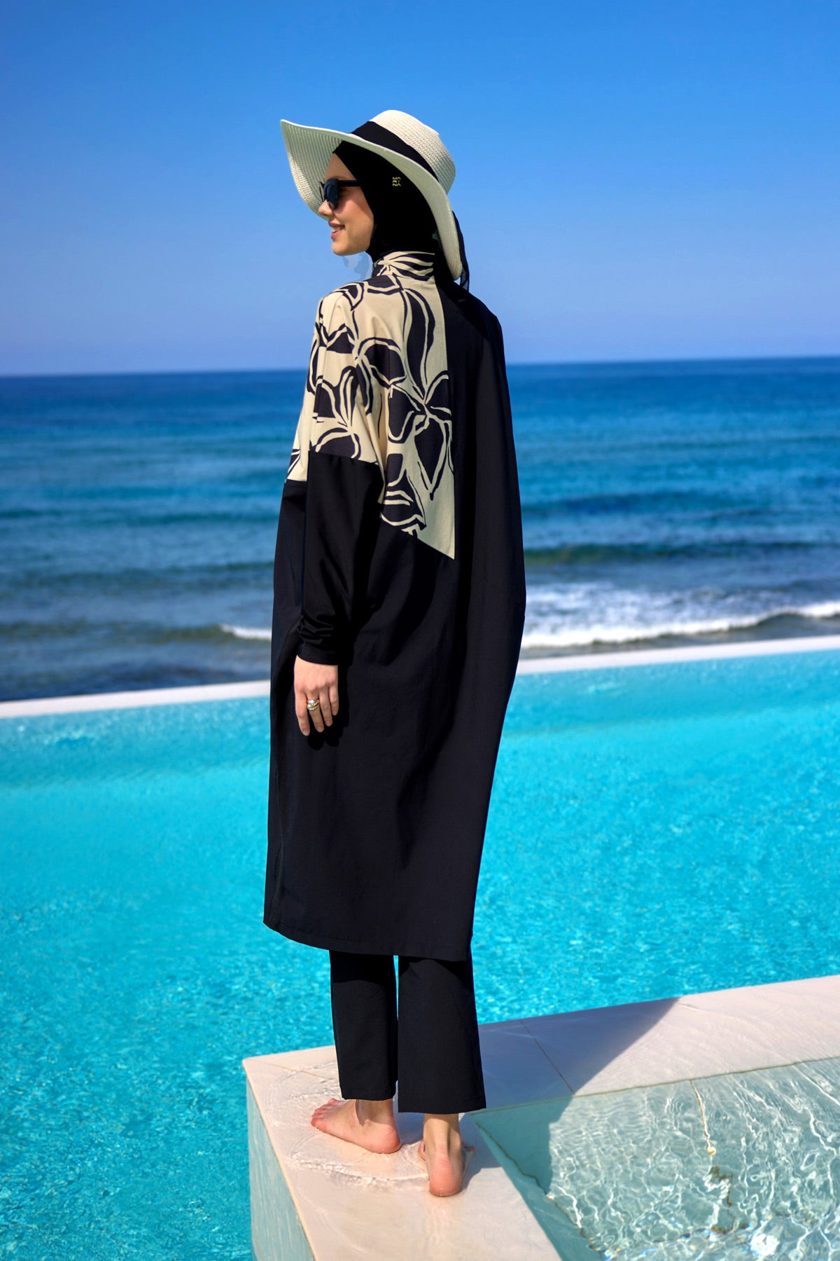 Marina Black Full-Coverage Modest Swimwear Burkini - M2518