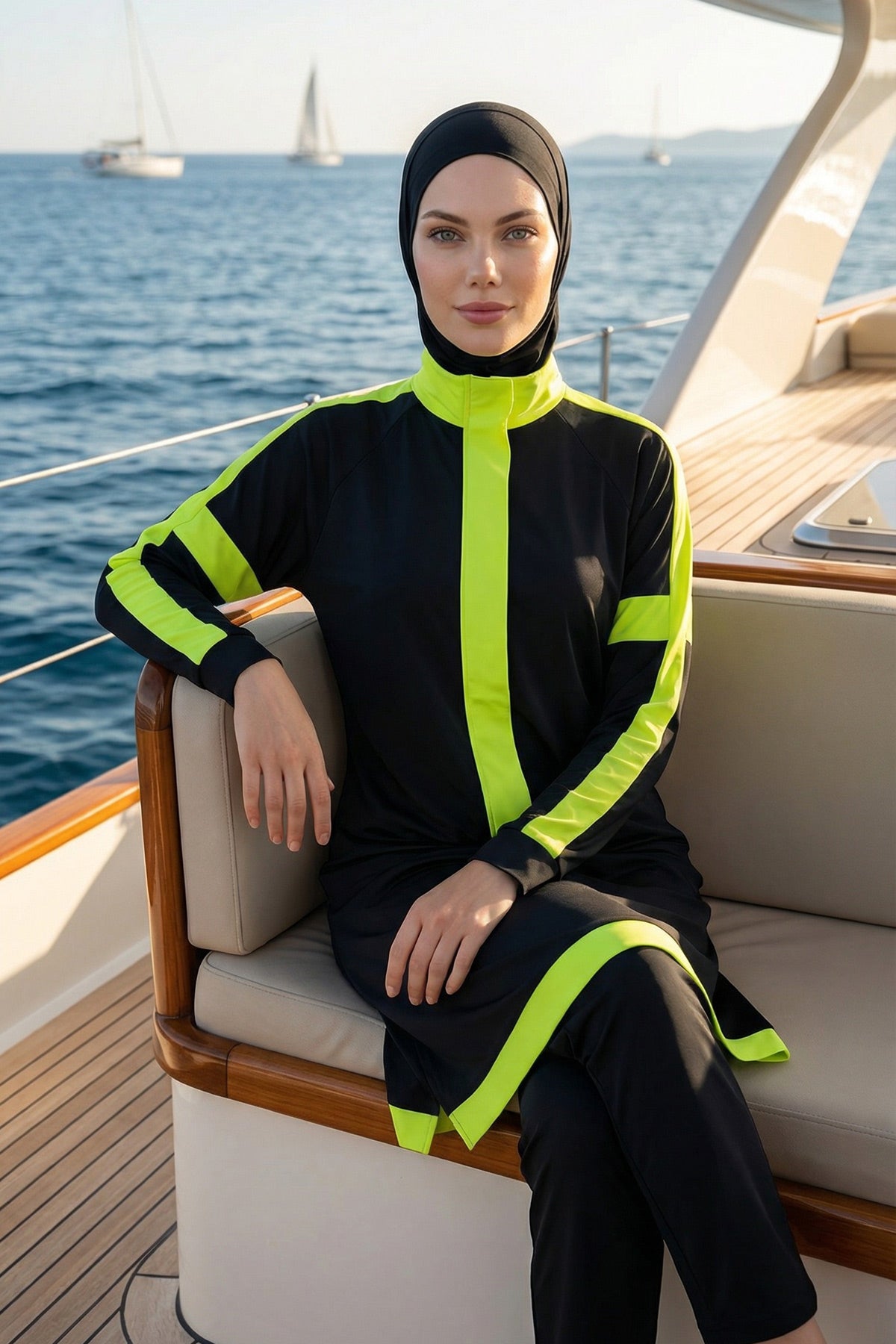 Marina Black Full-Coverage Modest Swimwear Burkini - M2528-1