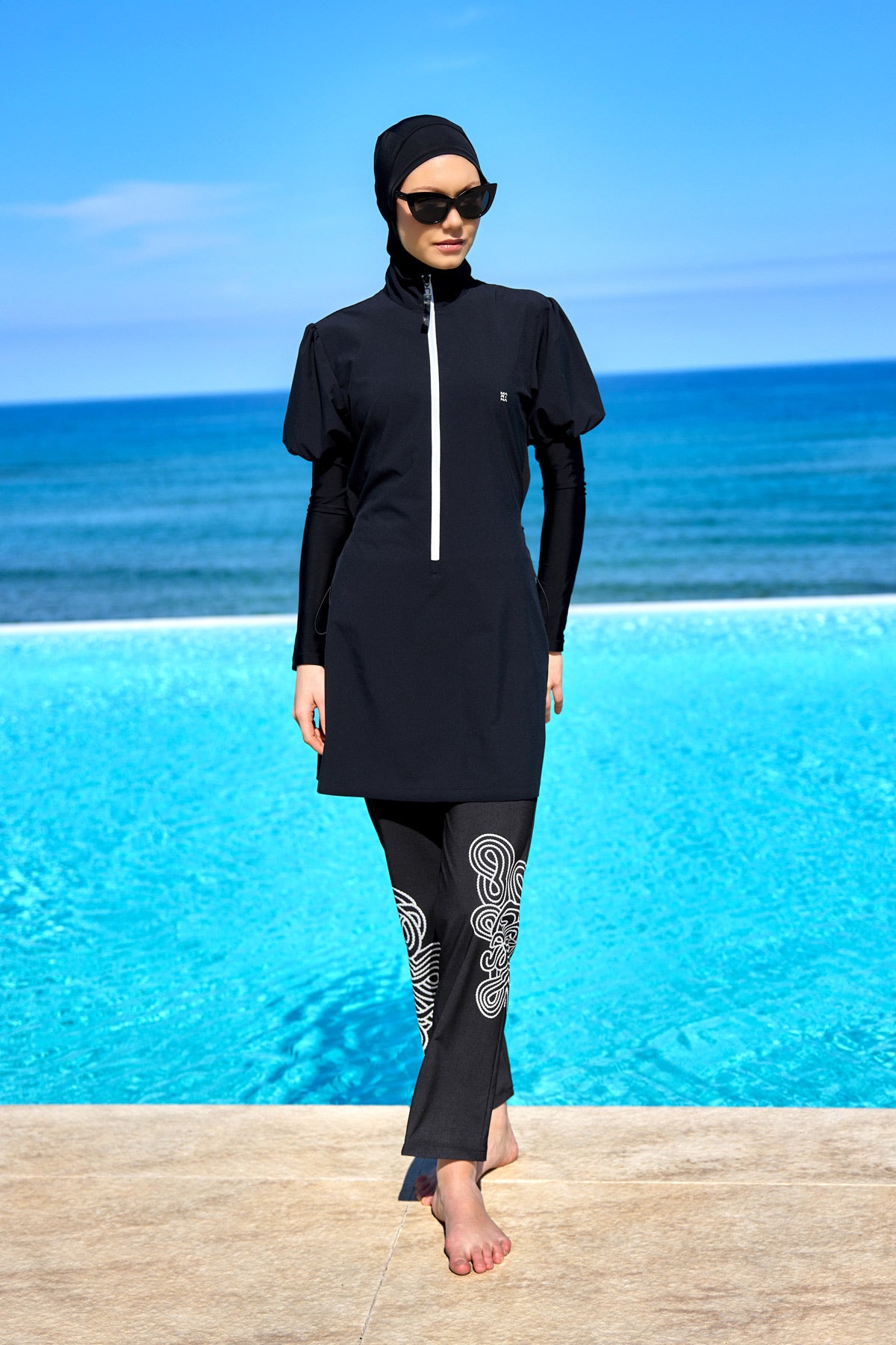 Marina Black Full-Coverage Modest Swimwear Burkini - M2535