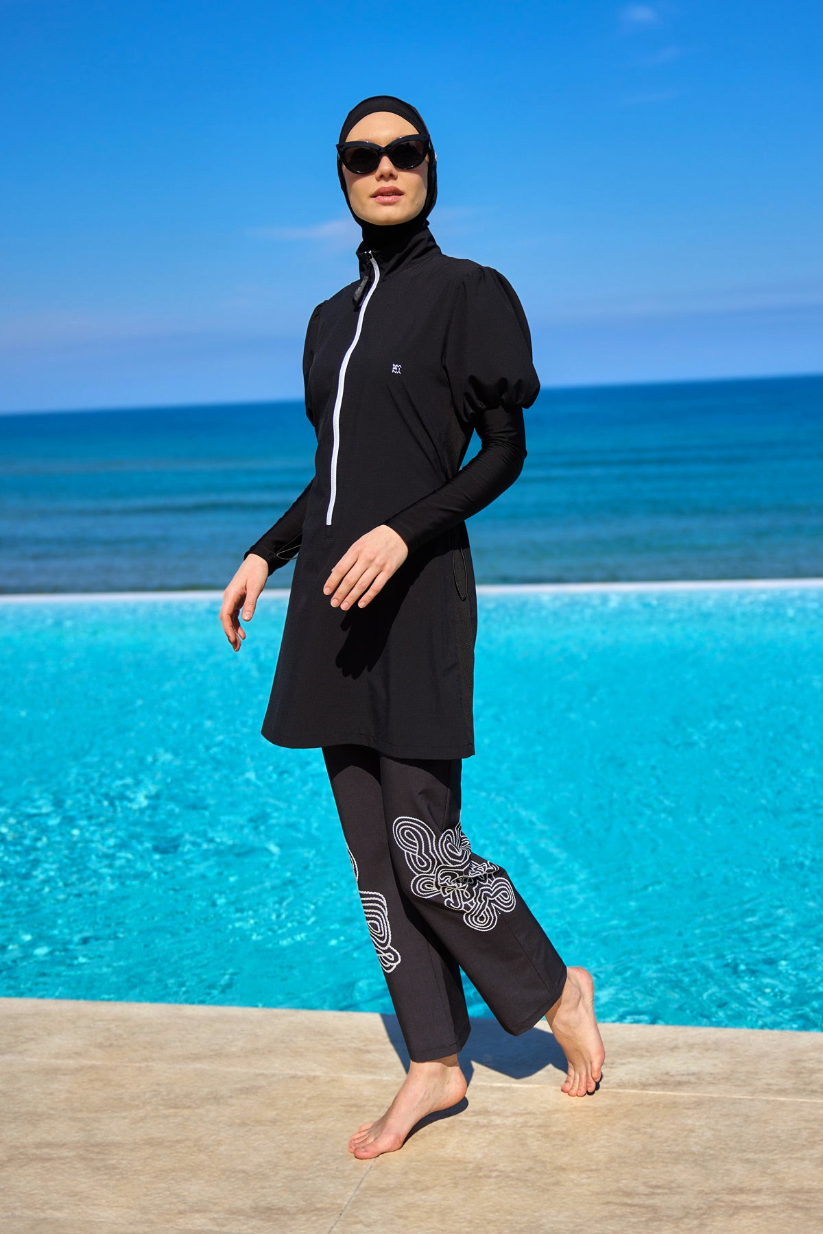 Marina Black Full-Coverage Modest Swimwear Burkini - M2535