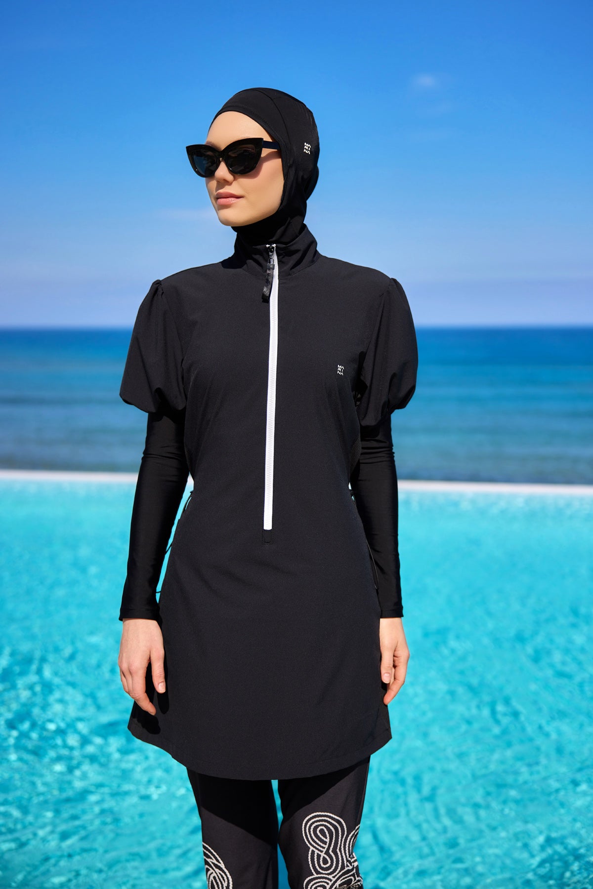 Marina Black Full-Coverage Modest Swimwear Burkini - M2535