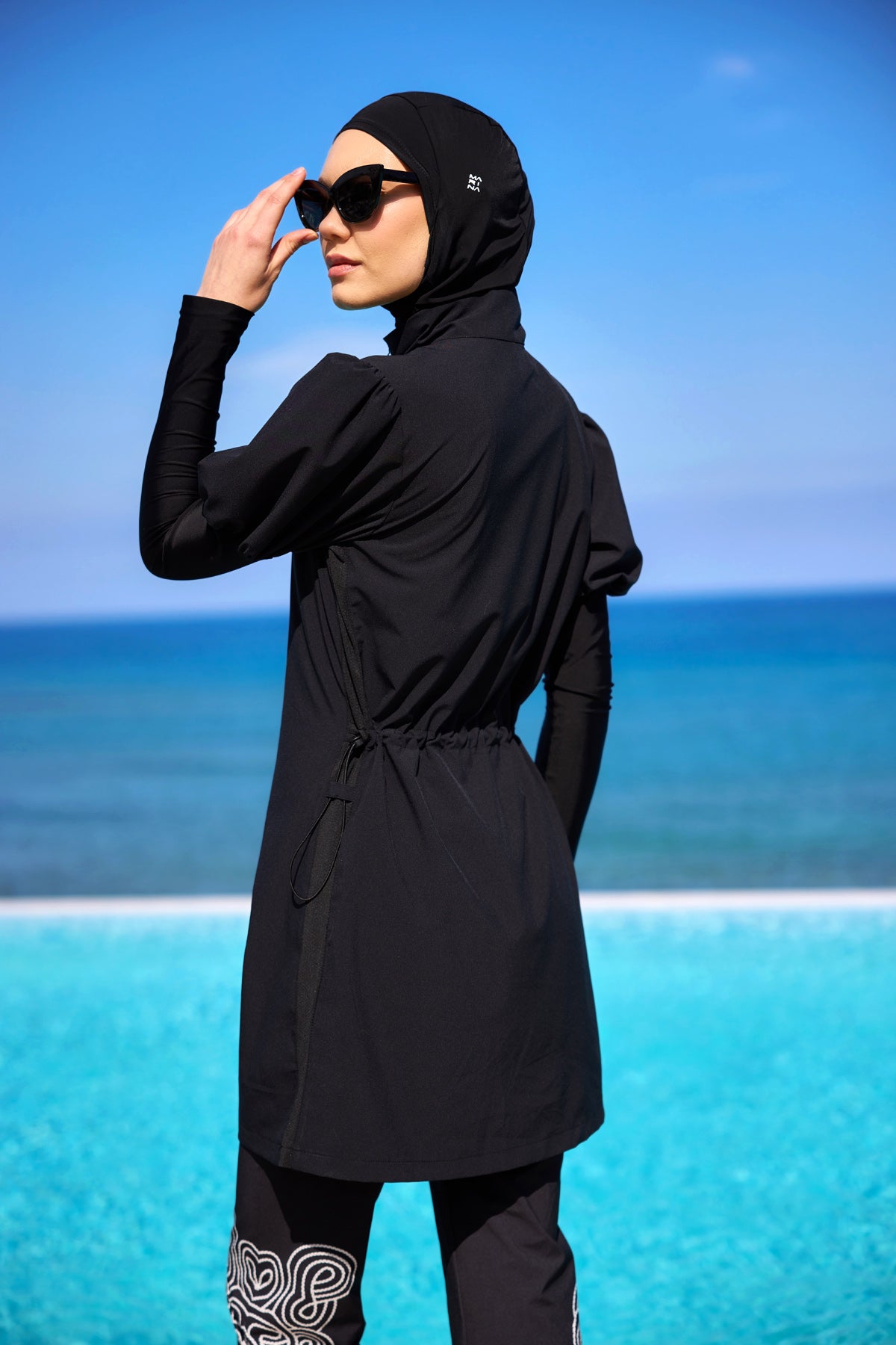 Marina Black Full-Coverage Modest Swimwear Burkini - M2535