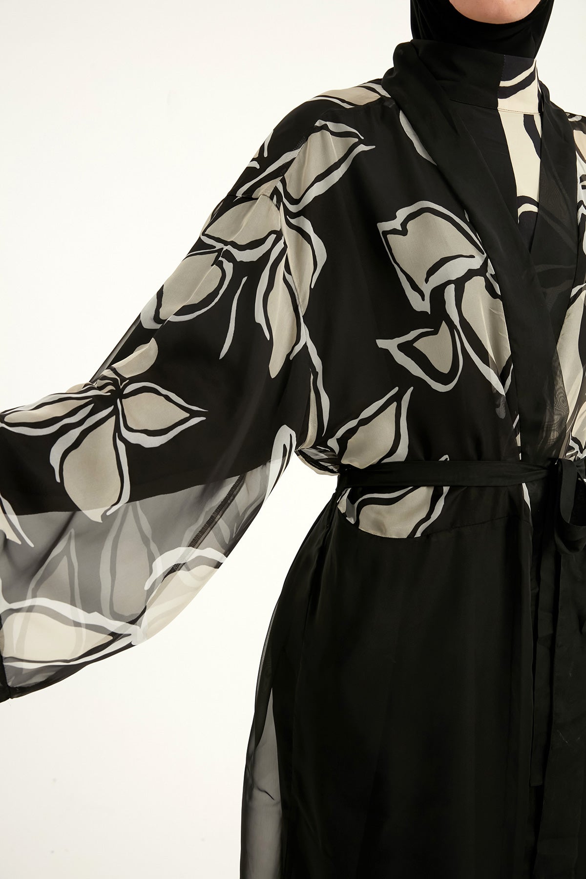 Silky Full Length Modest Kimono Lightweight Elegant Beach Cover P2509