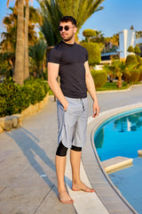 Marina Grey Modest Men’s Swim Shorts - S2505-1