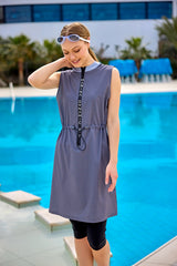 Marina Anthracite Semi-Covered Modest Swimsuit - H2509