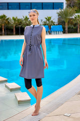 Marina Anthracite Semi-Covered Modest Swimsuit - H2509